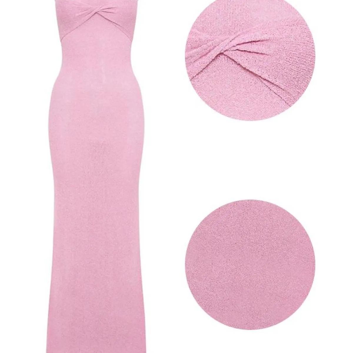 Abito lungo estivo in maglia da spiaggia per donna Copricostume rosa senza maniche Abito estivo intrecciato Maglieria Maxi adere