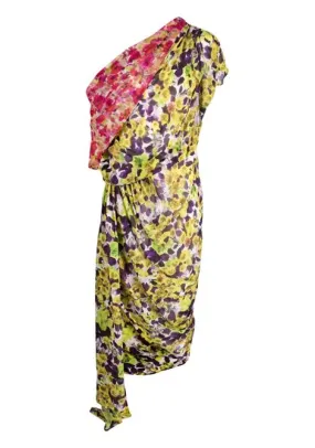 Abito midi con stampa grafica multicolore - donna