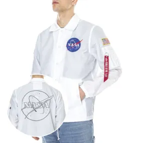 Alpha Industries Mens NASA Coach Jacket - White - Giacca Estiva Uomo Bianca    