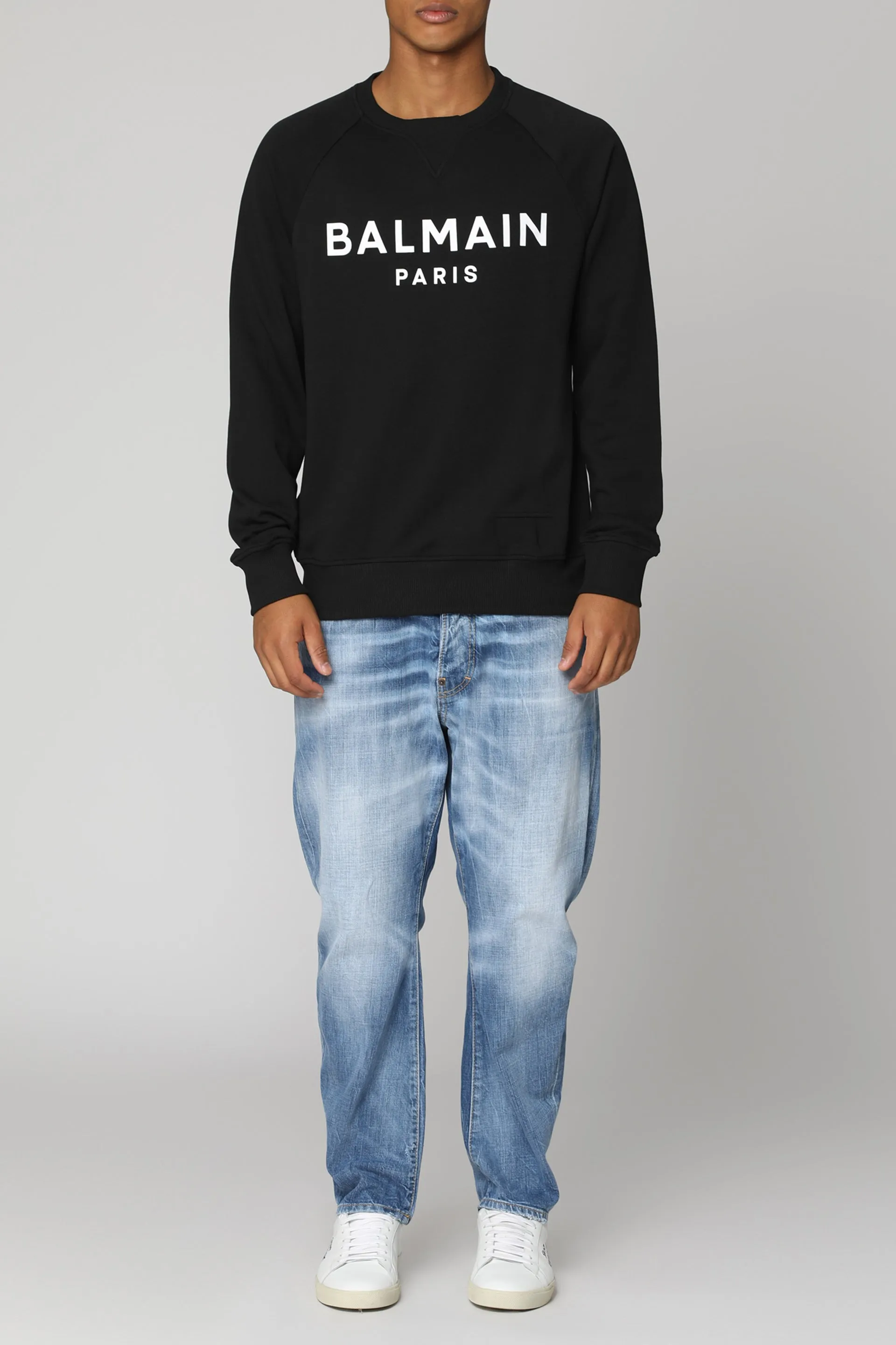 Balmain Felpa girocollo in cotone con logo