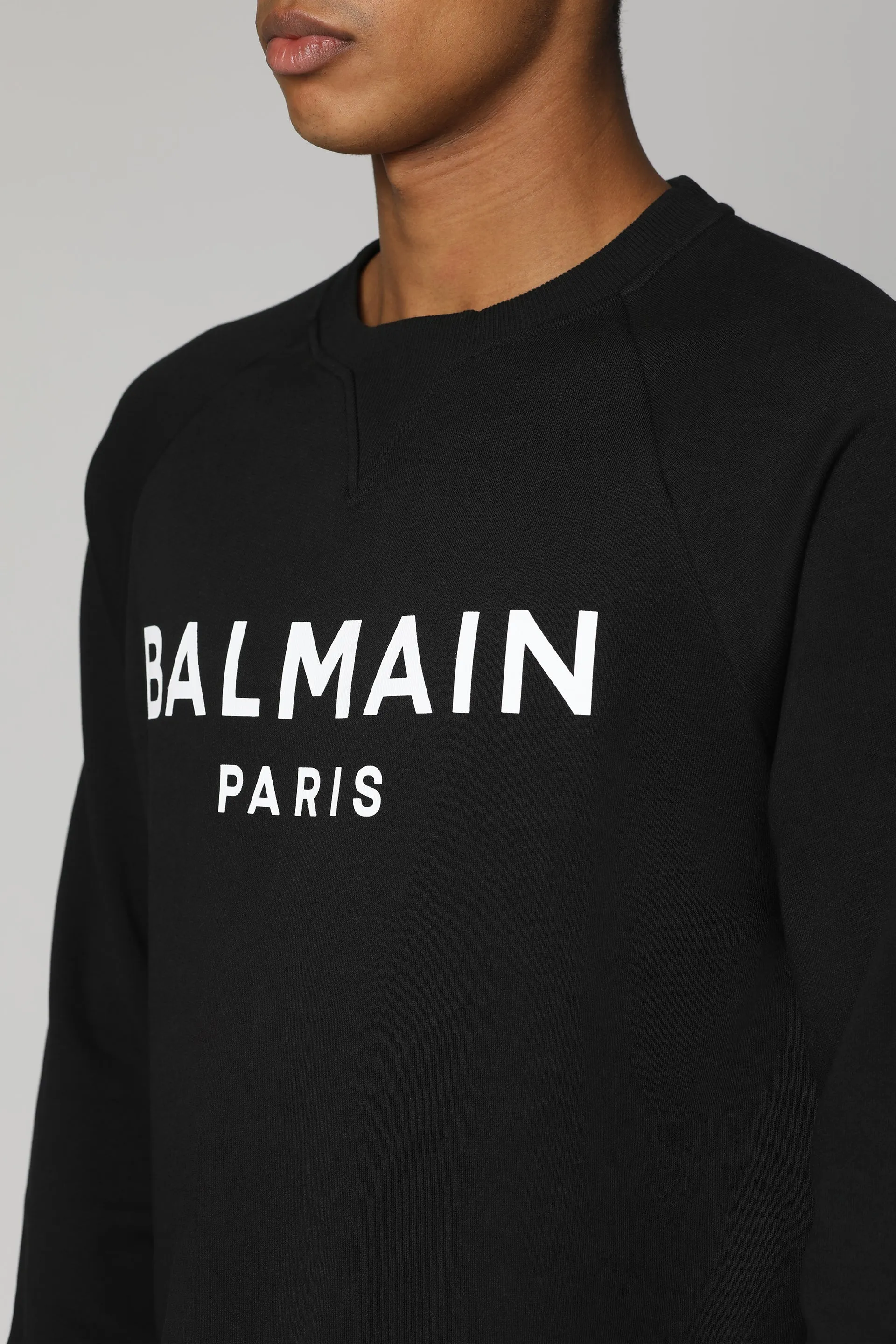 Balmain Felpa girocollo in cotone con logo