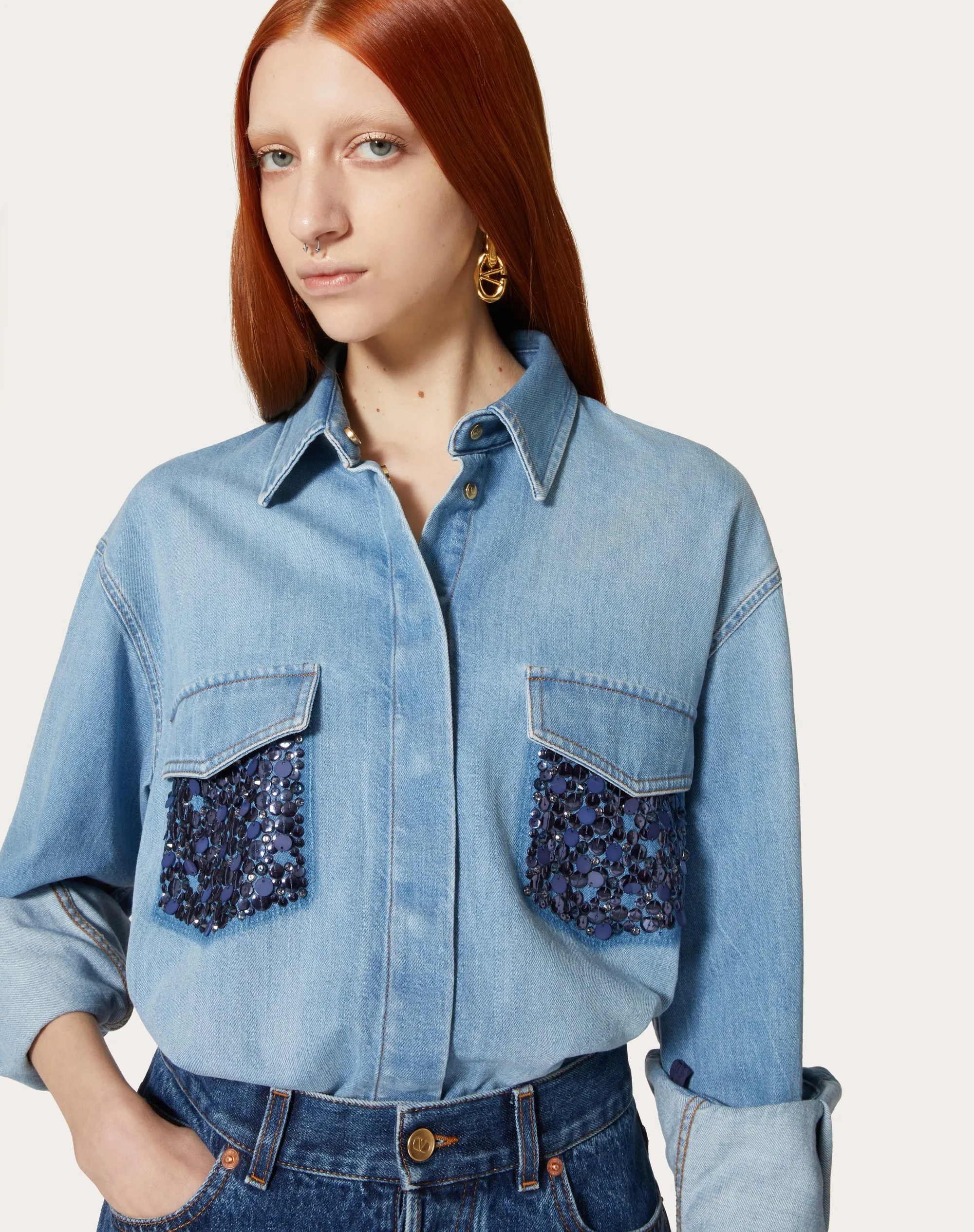 CAMICIA IN DENIM RICAMATA