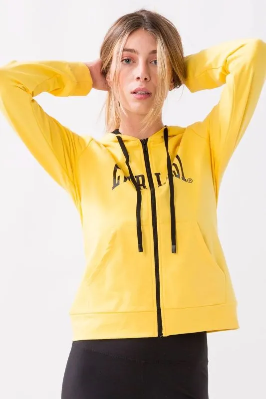 EVERLAST SPORT IDENTITY FELPA ESTIVA DONNA con cappuccio Lemon Yellow