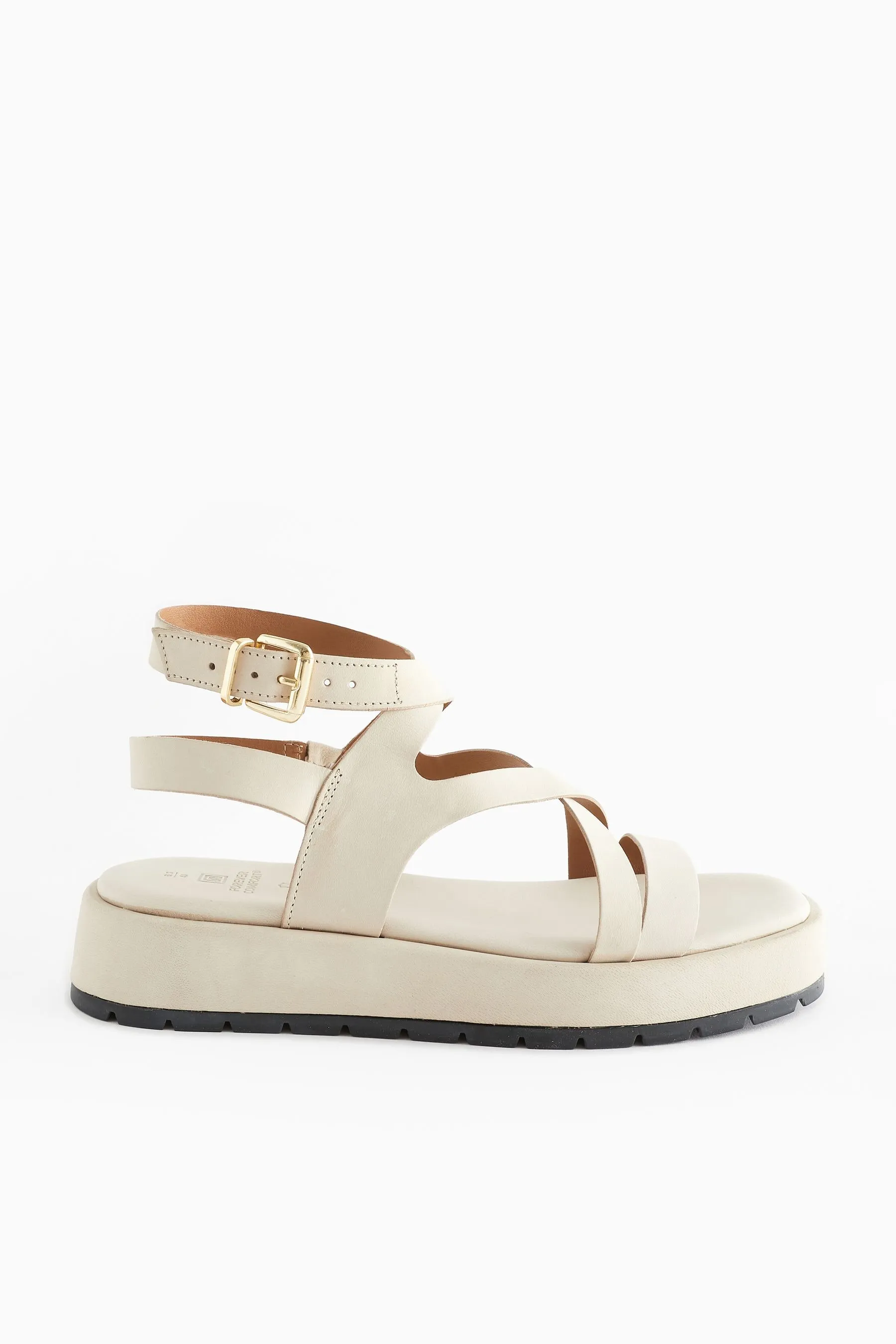 Forever Comfort® - Sandali flatform in pelle con cinturini