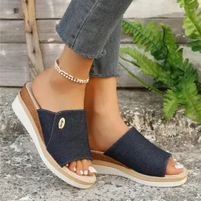 Nuove scarpe da donna di grandi dimensioni Pantofole Pantofole da donna Tacco a zeppa Suola spessa Scarpe casual leggere 2024