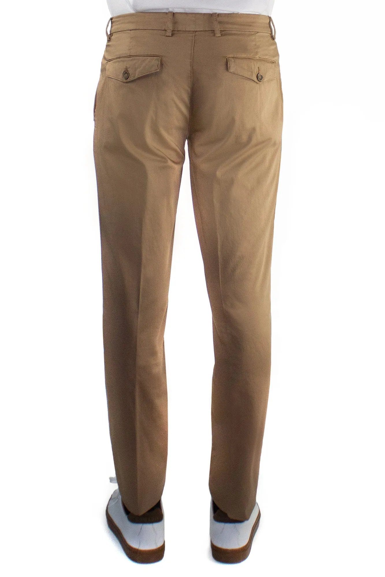 Pantaloni in cotone stretch con doppia pence