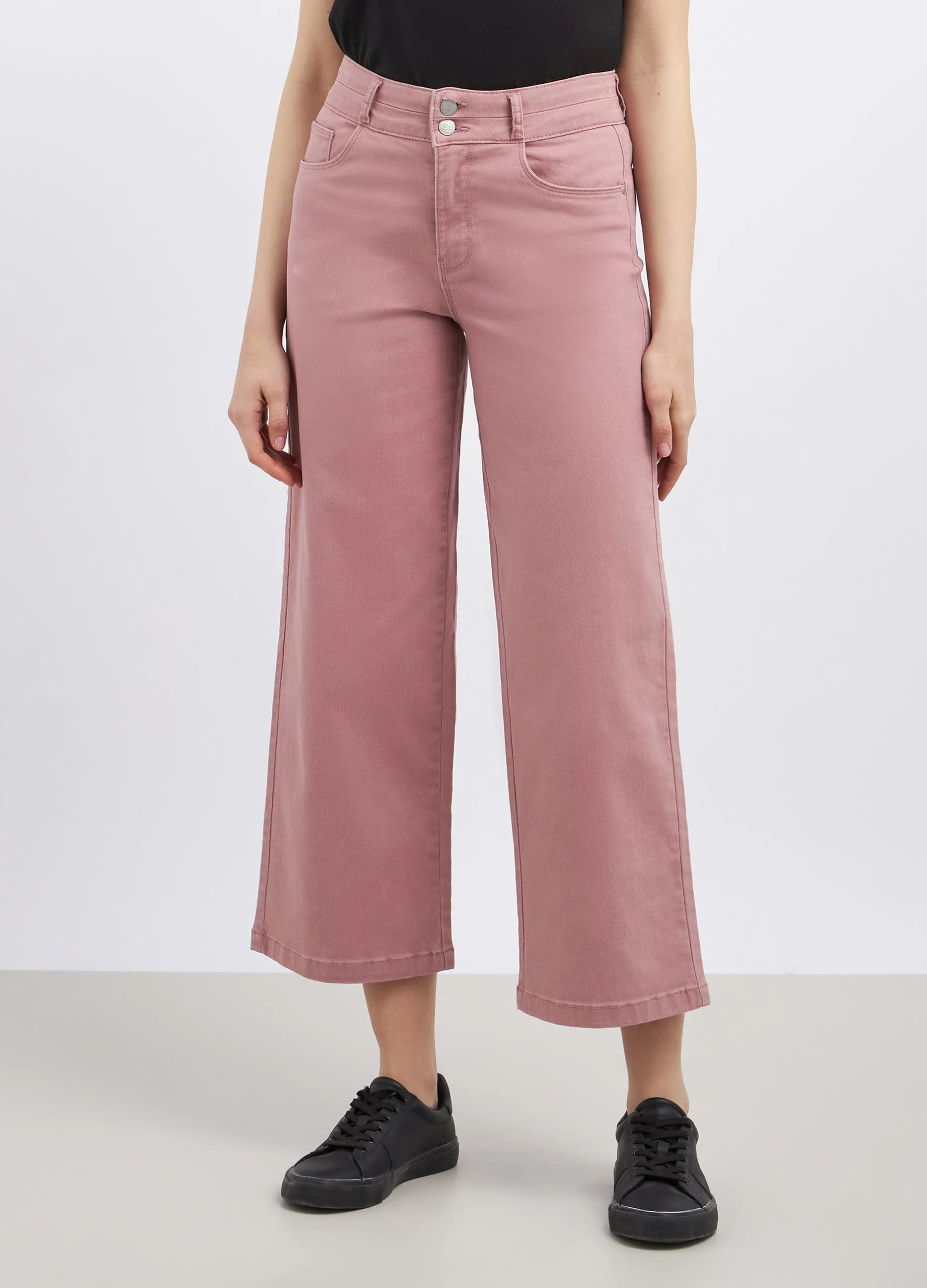 Pantaloni in denim di cotone stretch wide leg