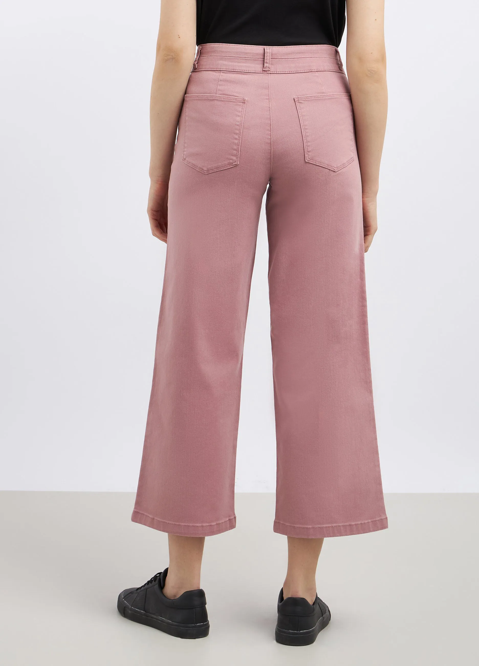 Pantaloni in denim di cotone stretch wide leg