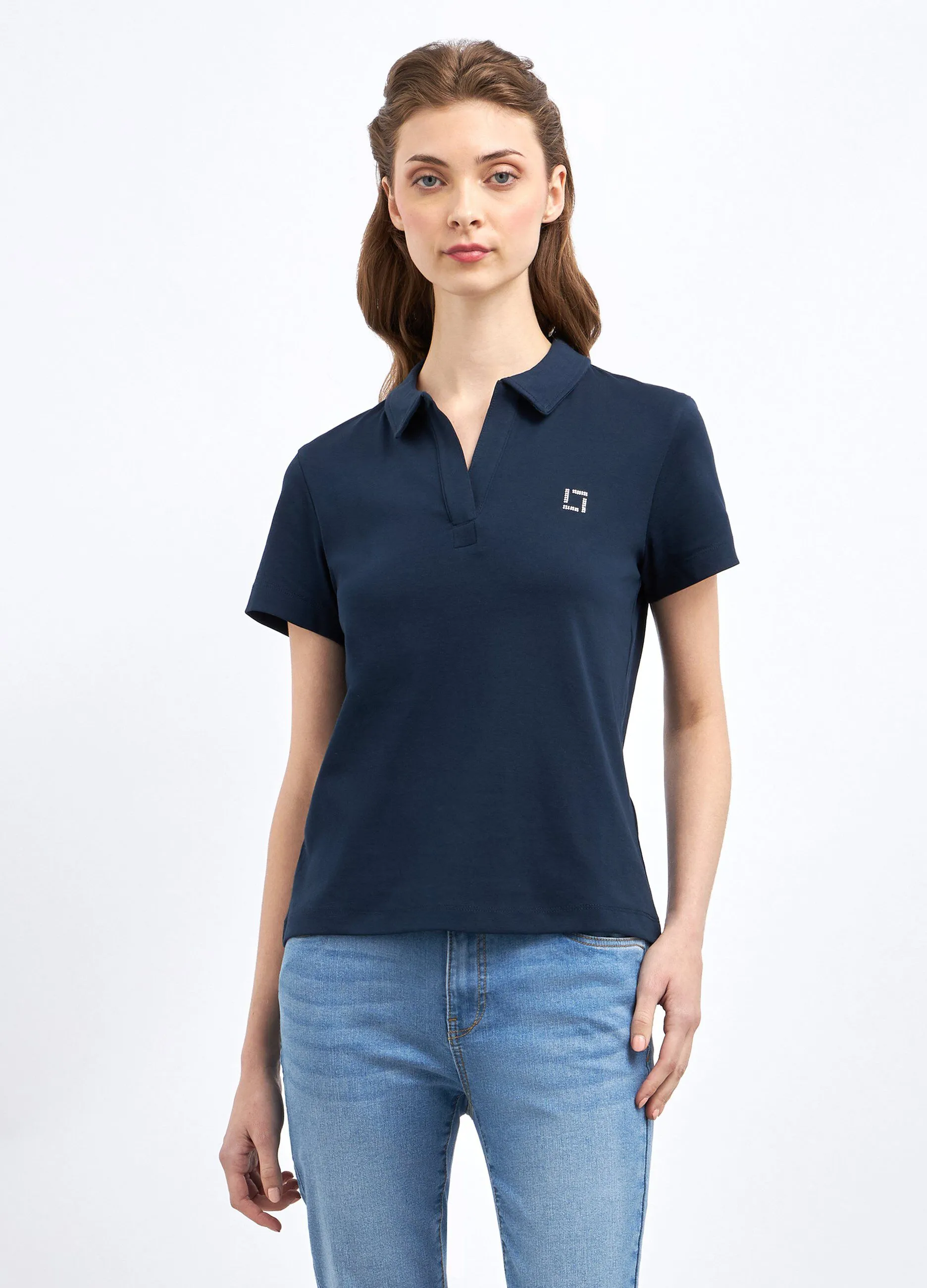 Polo in jersey di cotone stretch donna