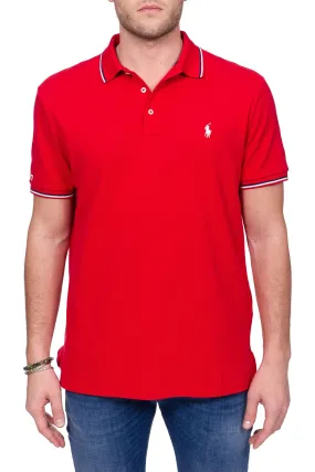 POLO ROSSA IN COTONE CON RICAMO MINI LOGO FRONTALE