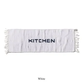 Puebco Tappeto da cucina fatto a mano in filato riciclato / bianco 45 x 120cm