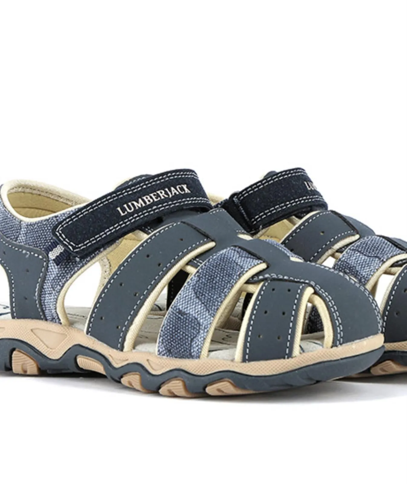 Sandali blu bambino in pelle con velcro