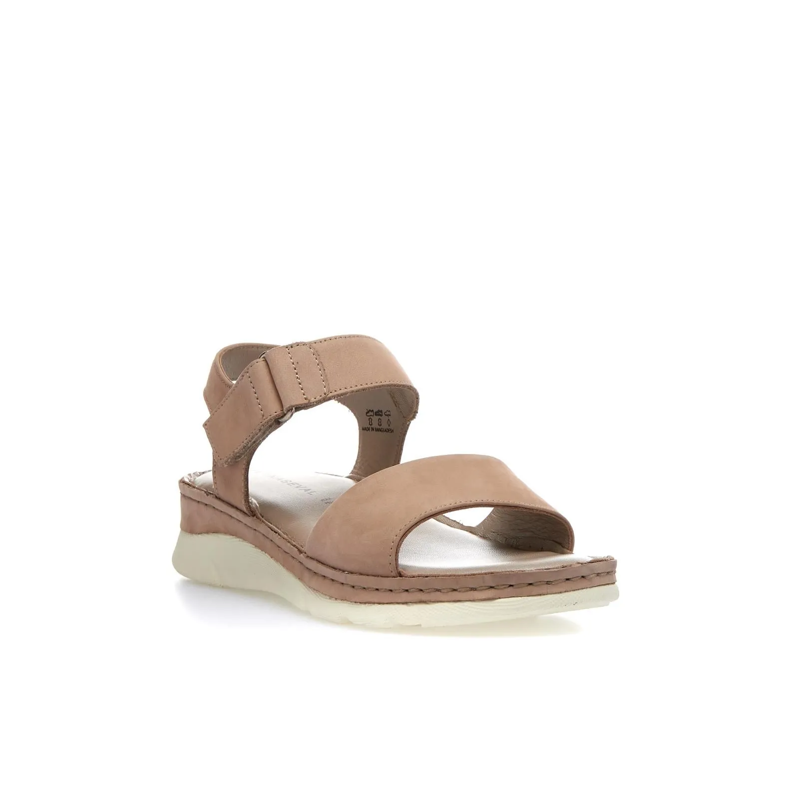 Sandali comfort beige in pelle con velcro