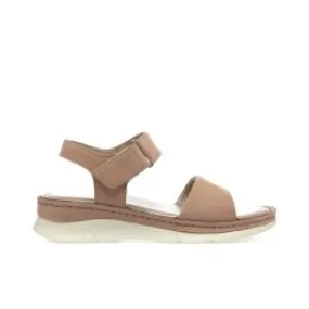 Sandali comfort beige in pelle con velcro