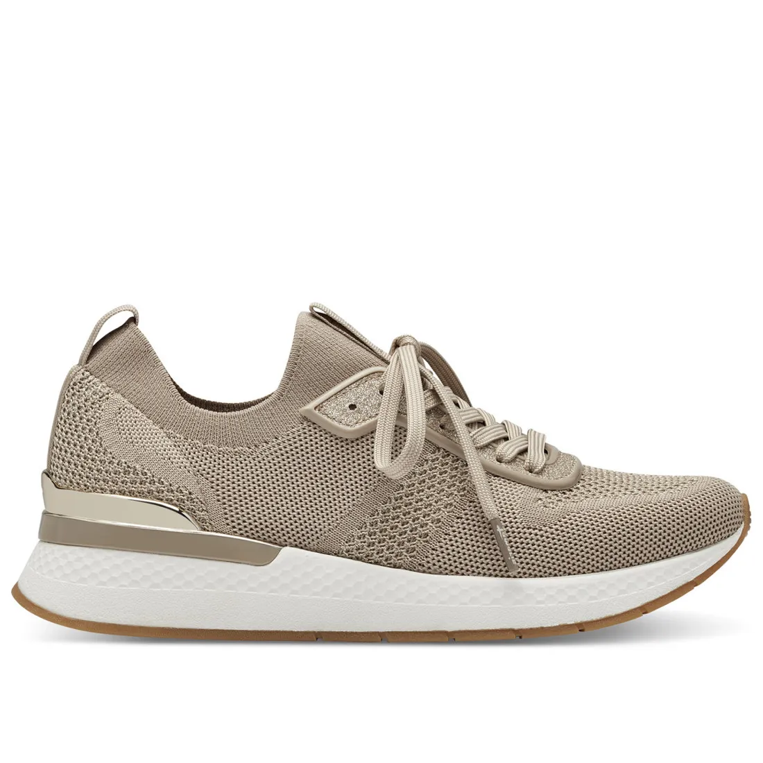 Sneaker calzino vegana Tamaris tortora in tessuto stretch