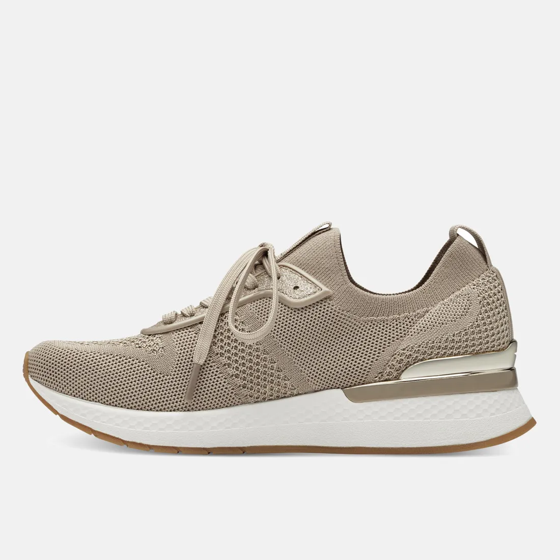 Sneaker calzino vegana Tamaris tortora in tessuto stretch