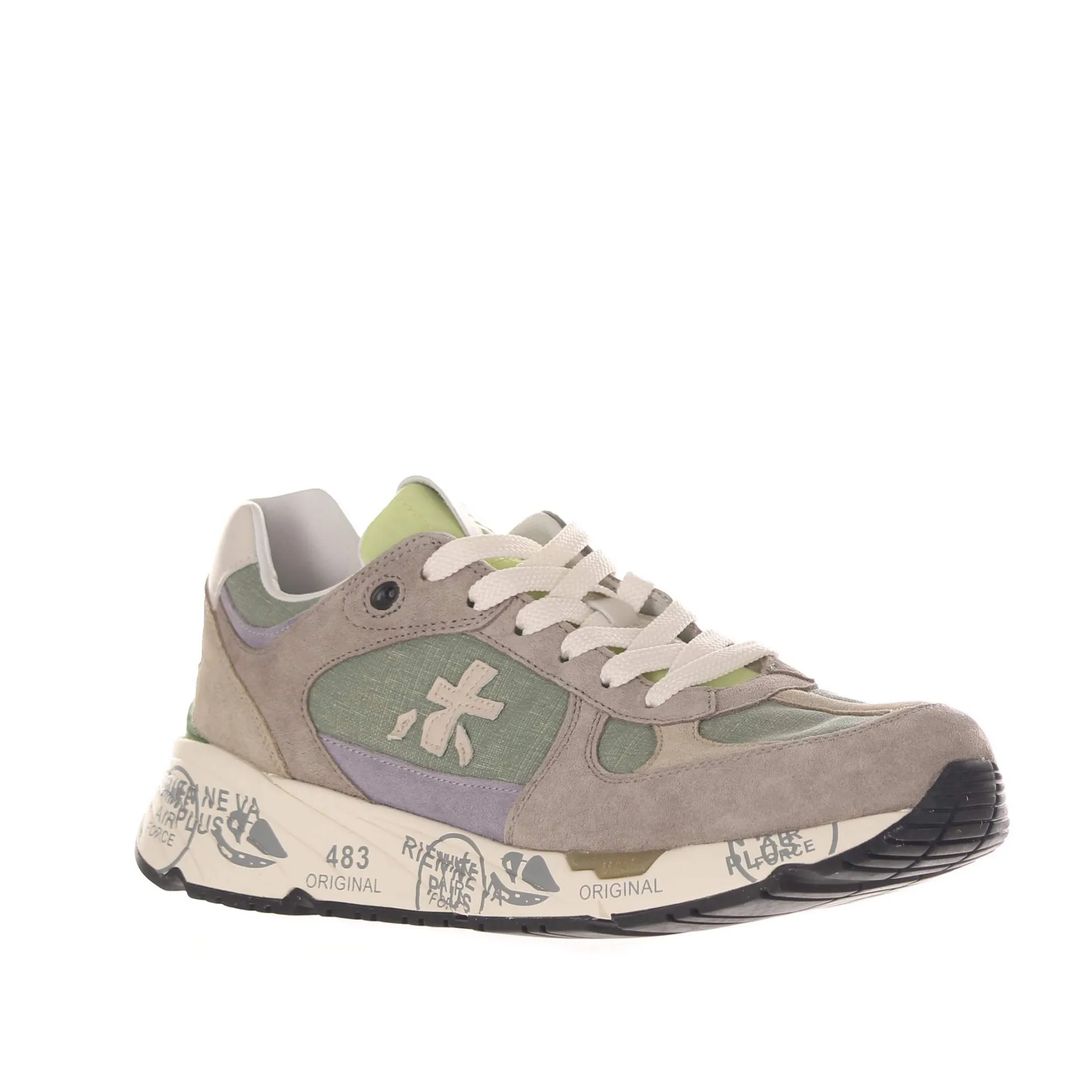 Sneakers in camoscio e canvas