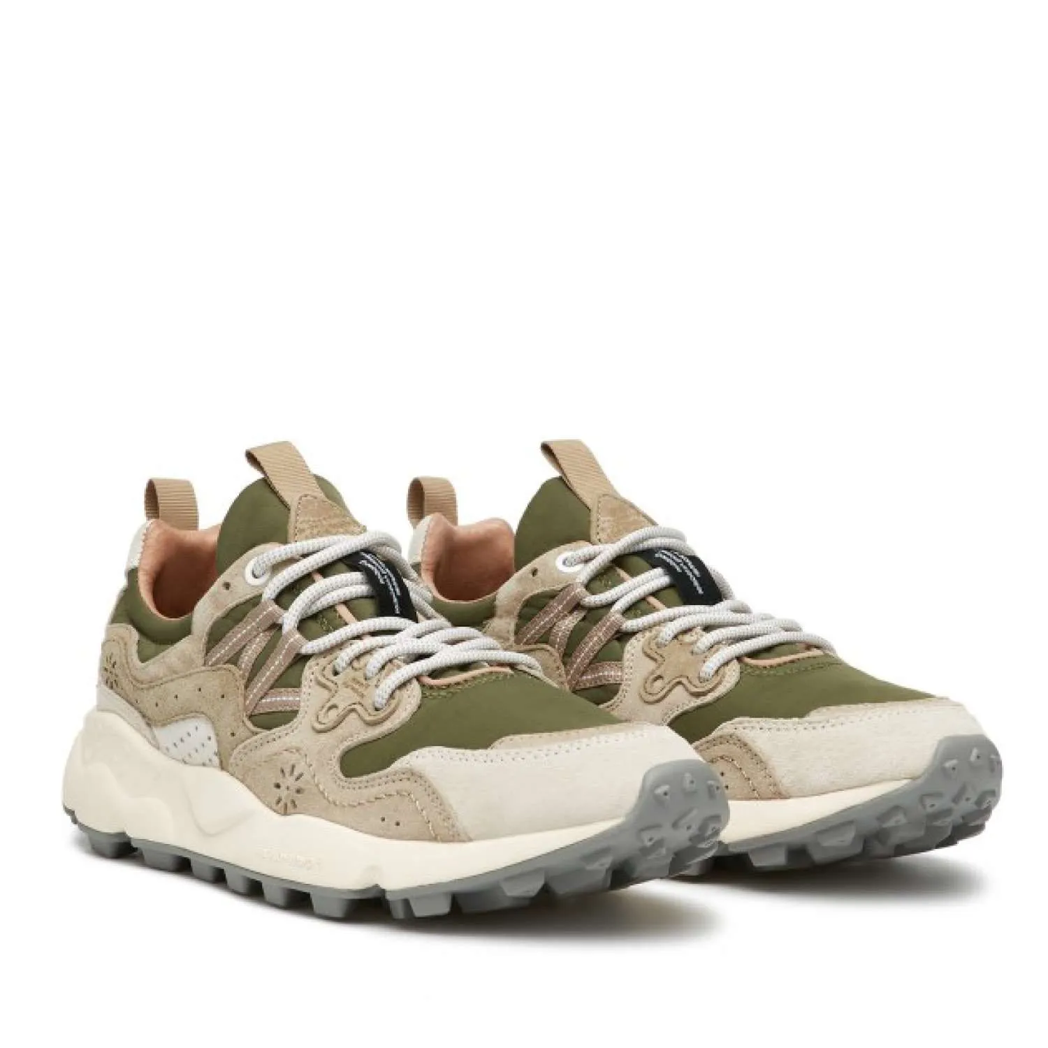 Sneakers In Suede E Tessuto Beige, Militare Yamano 3