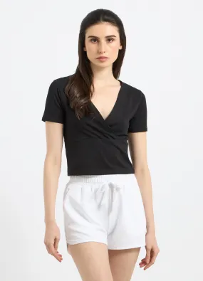 T-shirt cropped in cotone stretch donna