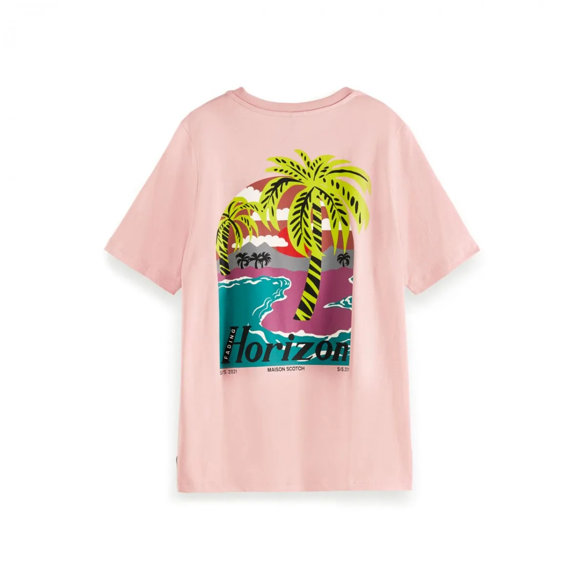 T-Shirt In Cotone Biologico Con Stampa Grafica, Rosa