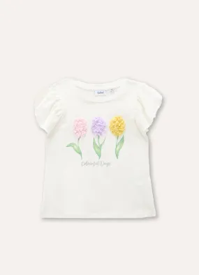 T-shirt in cotone stretch con applicazioni bambina