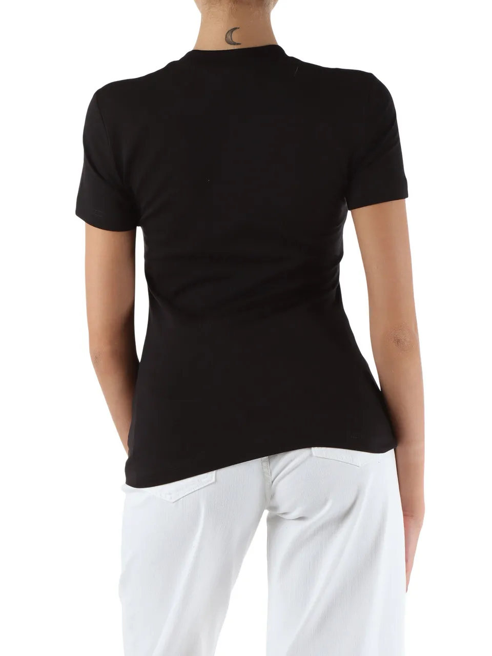 T-shirt in cotone stretch con logo in strass